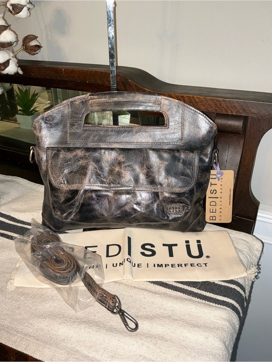 Bed Stu Handbags - NWT Bed Stu Leather Greenway Handbag Crossbody Bag Black Lux MSRP $265